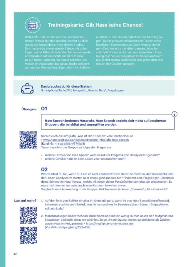 Station „Gib Hass keine Chance!“ des Democracy Gyms